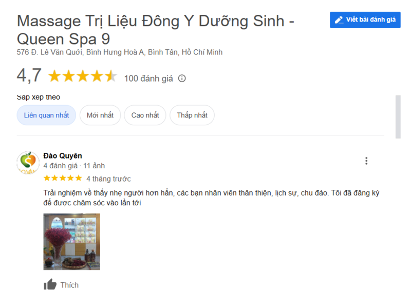 Không gian sang trọng và sạch sẽ ở Queen Spa đã tạo ấn tượng tốt trong mắt khách hàng